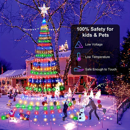 1 Pack Solar Fairy String Lights, 3M/9.84ft 280LED, Waterfall Tree Lights Suitable For Garden Decoration, Christmas, Halloween, Thanksgiving Day Gift