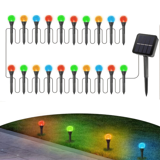 1 Set 20-in-1 Solar Garden Lights, 20LEDs Outdoor Pathway Bubbles Lamp Lights Auto On/Off, Waterproof Landscape Stake Decoration For Walkway Pathway Backyard Lawn
